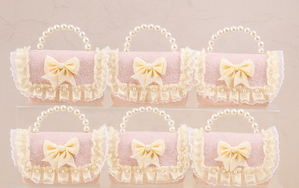 Little Diamond Bow Tweed Kids Purse (6PCS)