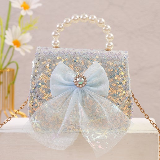 Mesh Bow Glitter O Purse