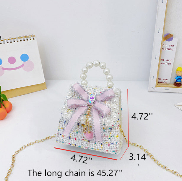 Silver Bow Tweed T Kids Purse（6PCS）