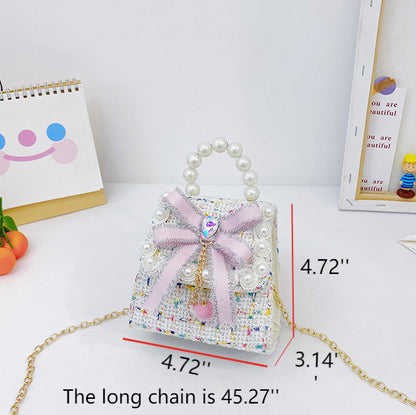 Silver Bow Tweed T Kids Purse（6PCS）