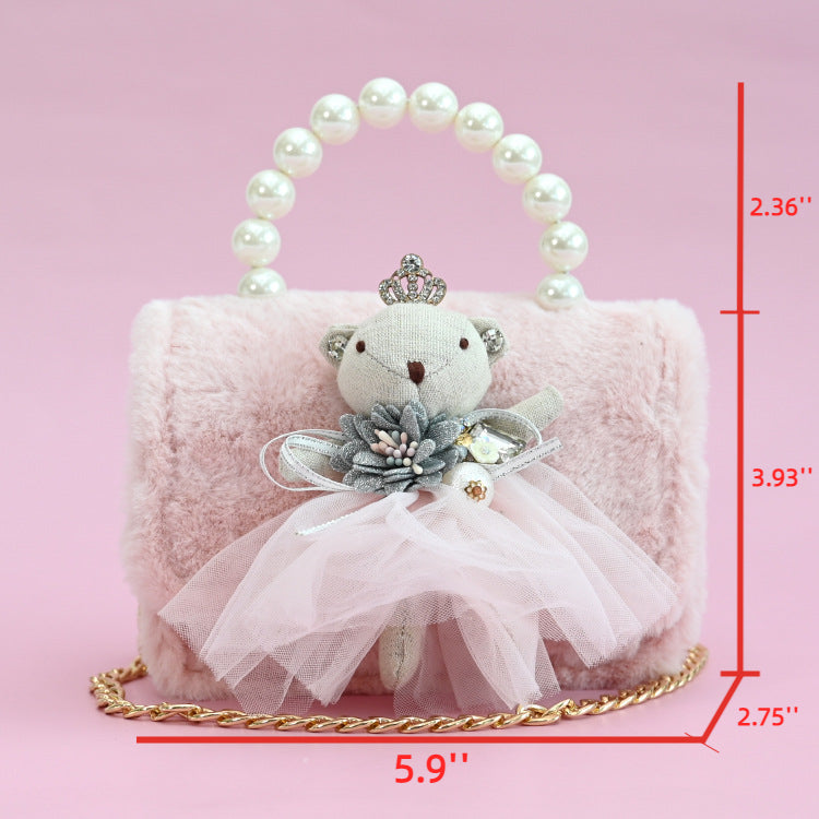 Princess Bear H Furry Kids Purse