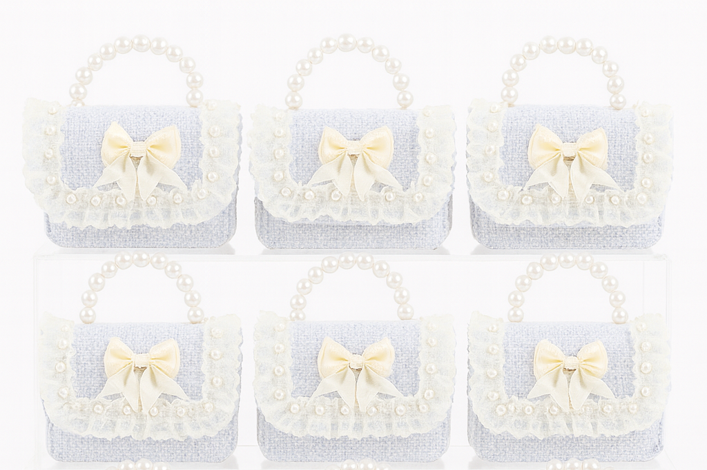 Little Diamond Bow Tweed Kids Purse (6PCS)
