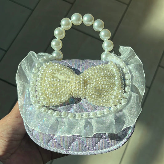 3D Pearl Bow Shiny O Purse