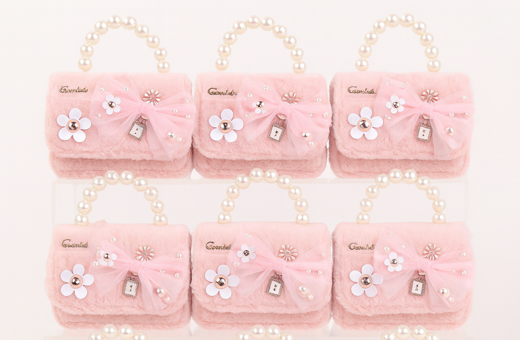 Mesh Bow P5 Furry H Kids Purse（6PCS）