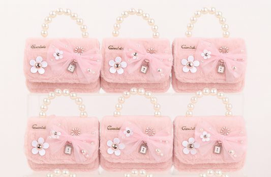 Mesh Bow P5 Furry H Kids Purse（6PCS）