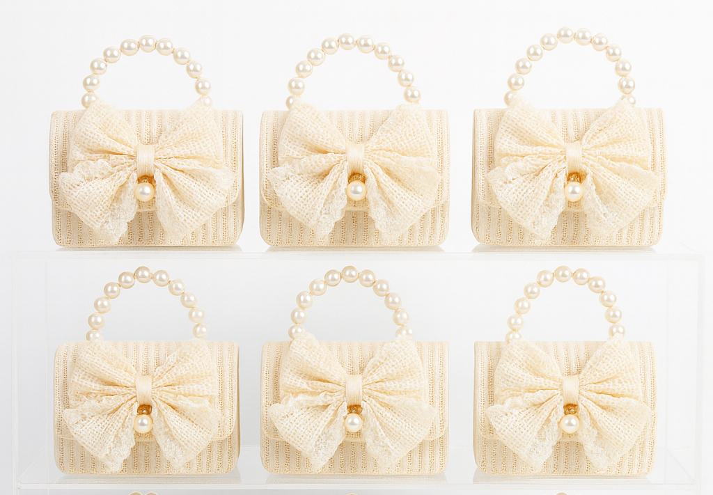 Large Lace Bow Straw H Kids Purse（6PCS）