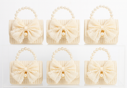 Large Lace Bow Straw H Kids Purse（6PCS）