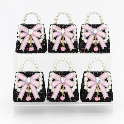 Silver Bow Tweed T Kids Purse（6PCS）