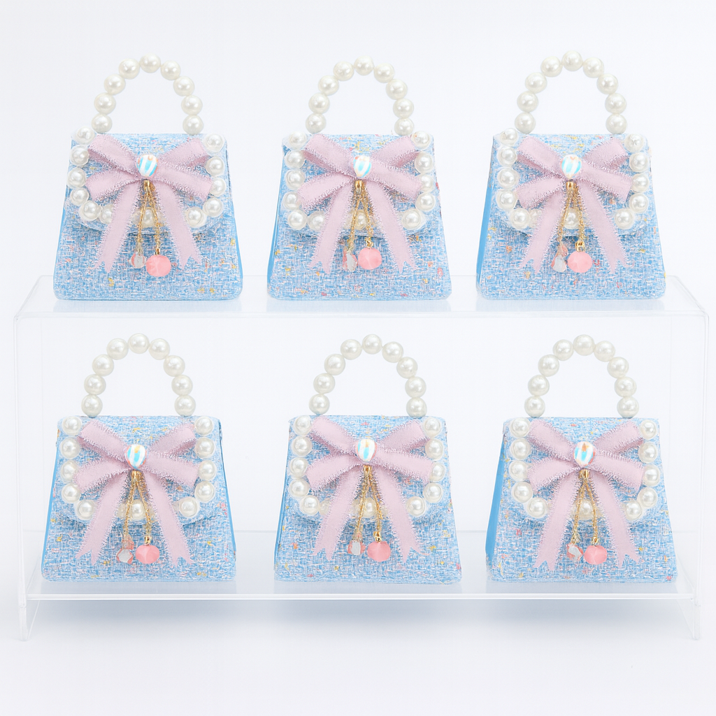 Silver Bow Tweed T Kids Purse（6PCS）