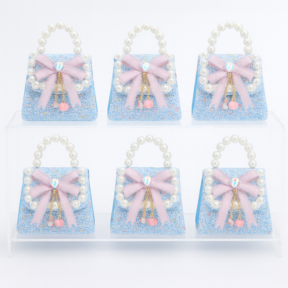 Silver Bow Tweed T Kids Purse（6PCS）