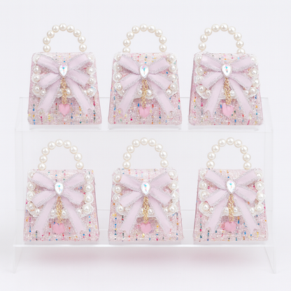 Silver Bow Tweed T Kids Purse（6PCS）