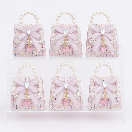 Silver Bow Tweed T Kids Purse（6PCS）