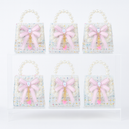 Silver Bow Tweed T Kids Purse（6PCS）
