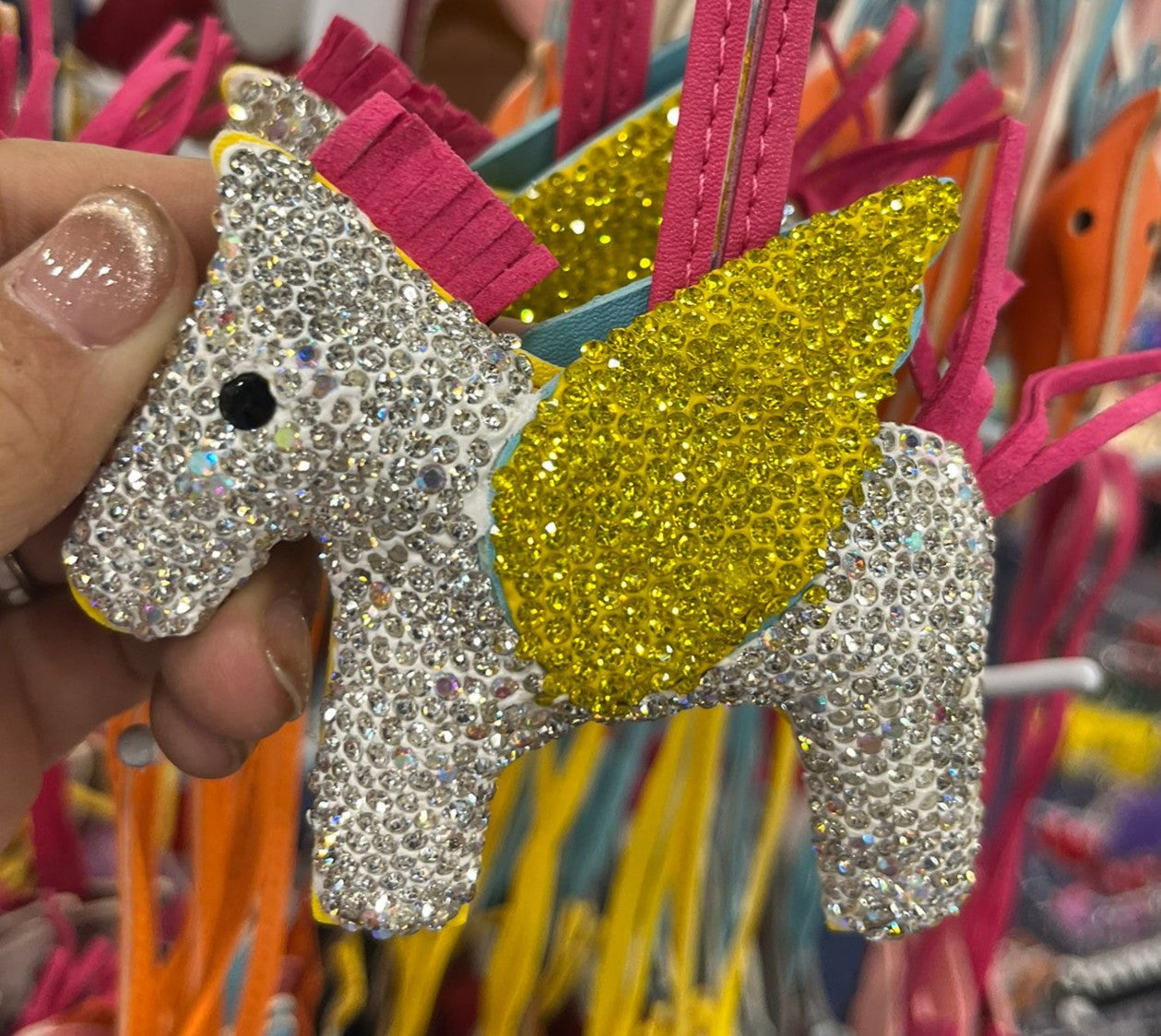 Bag Charm Flying Horse w/Rhinestone （One side）