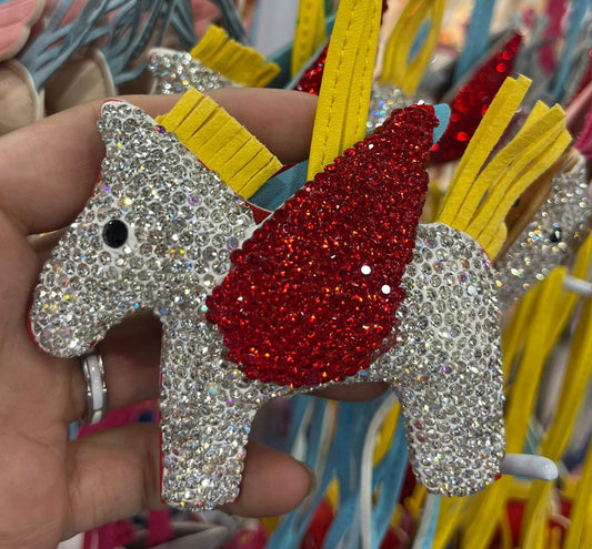 Bag Charm Flying Horse w/Rhinestone （One side）