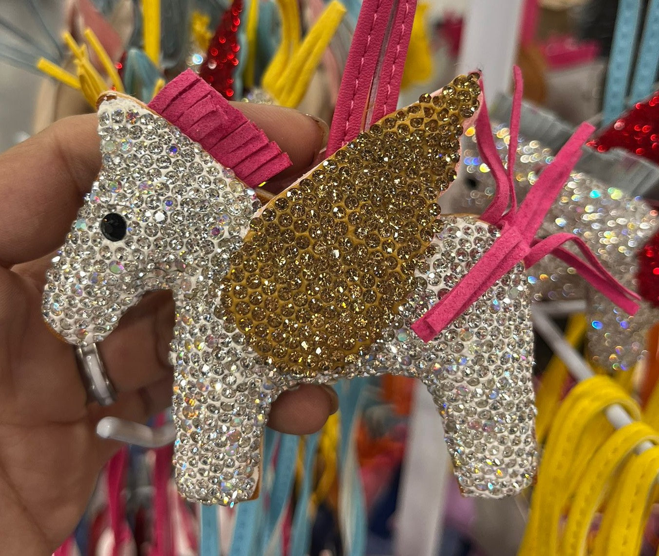 Bag Charm Flying Horse w/Rhinestone （One side）