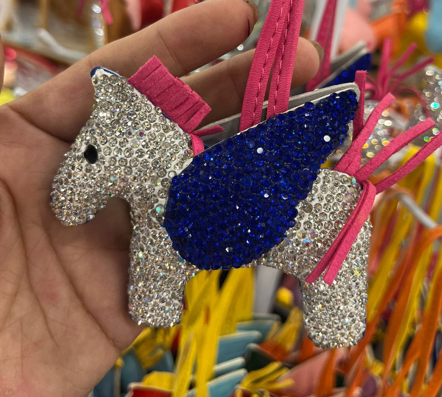 Bag Charm Flying Horse w/Rhinestone （One side）