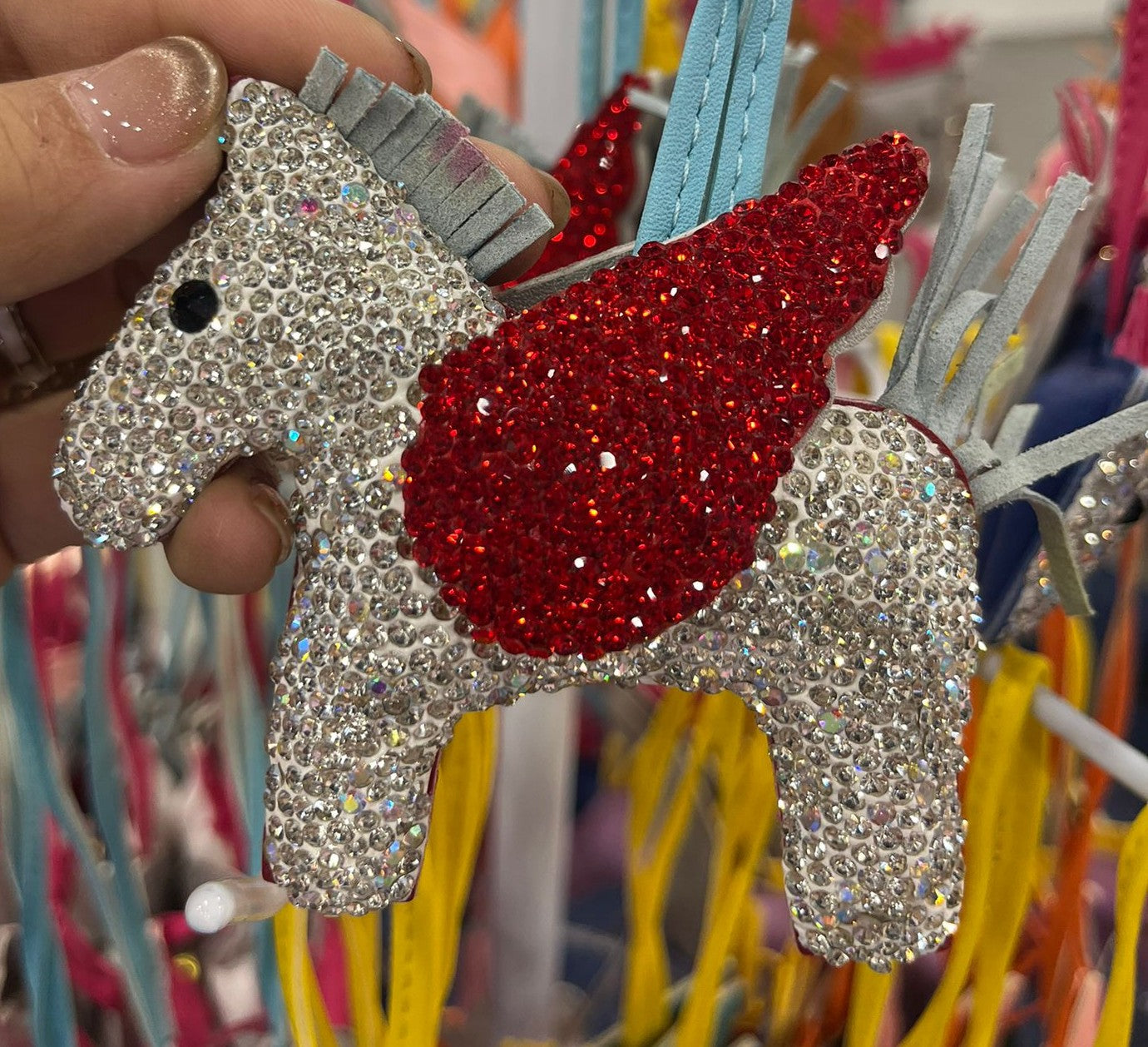 Bag Charm Flying Horse w/Rhinestone （One side）