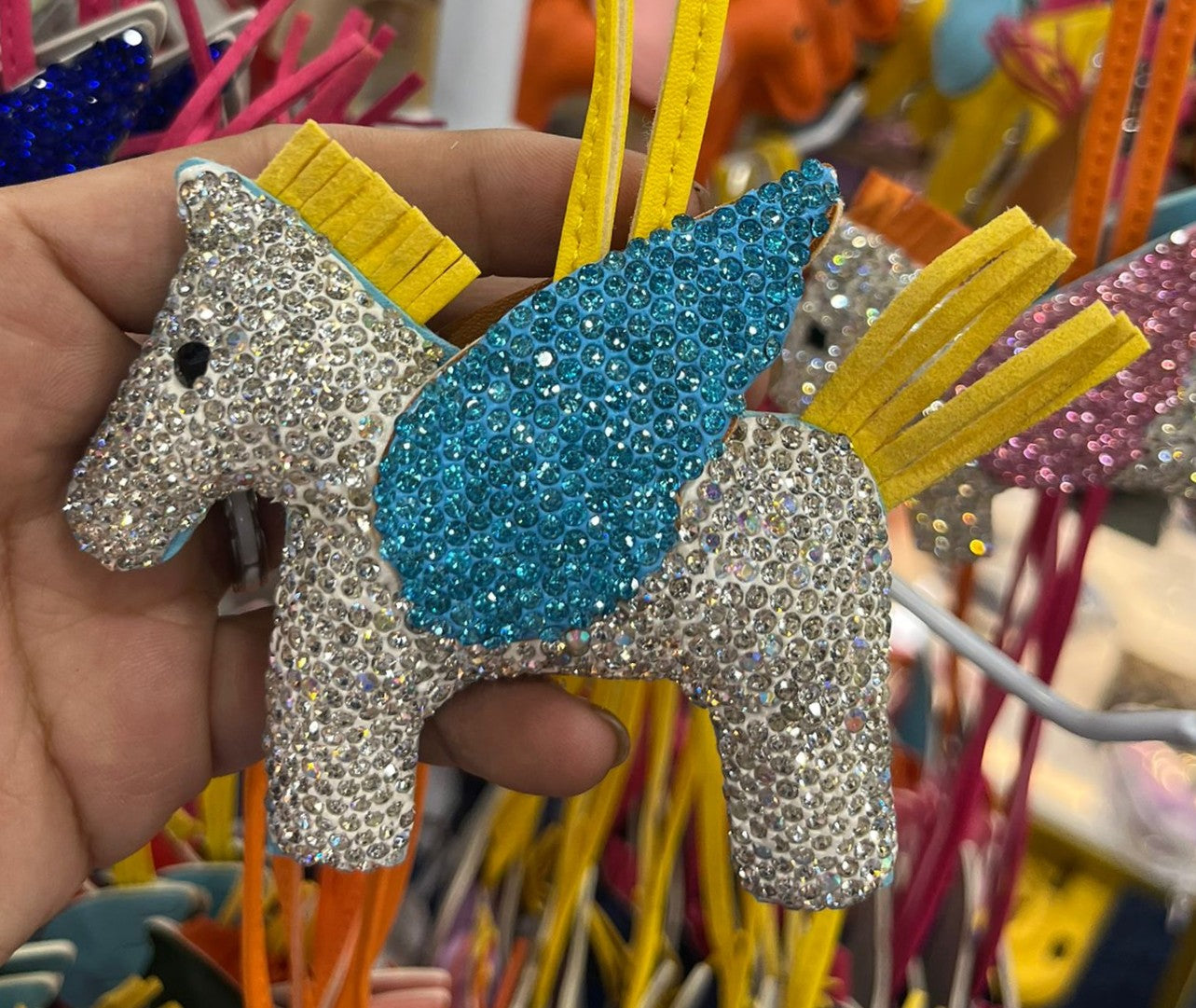 Bag Charm Flying Horse w/Rhinestone （One side）