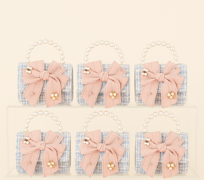 Lage Fabric Bow Tweed H Kids Purse（6PCS）