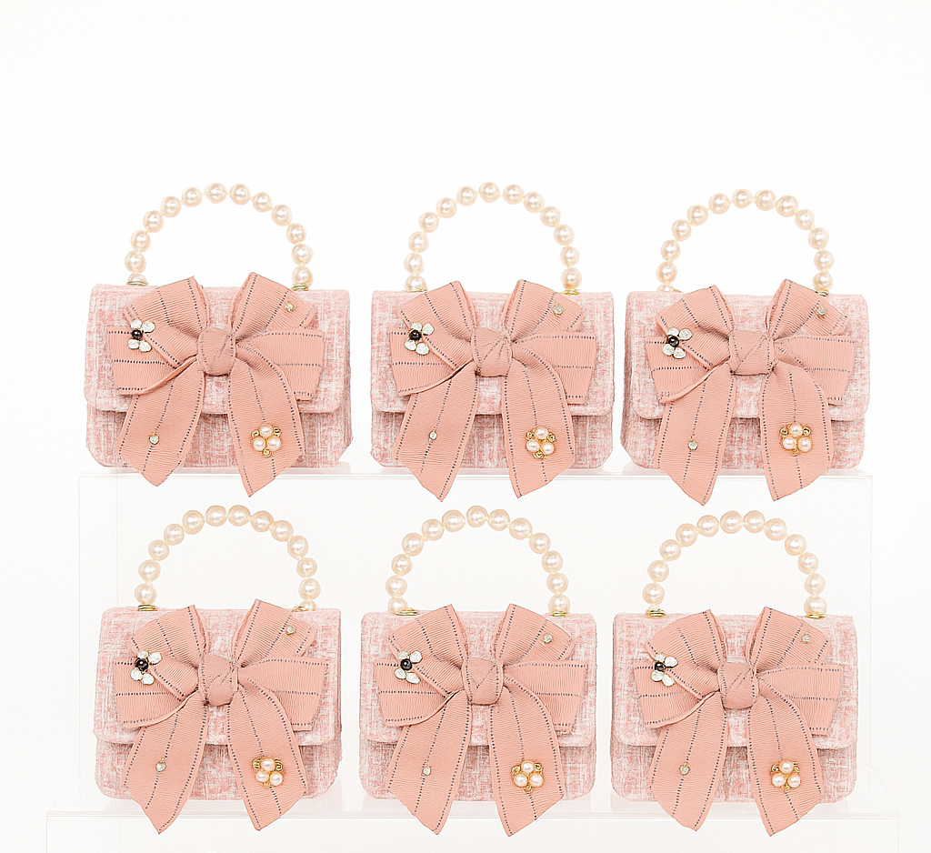 Lage Fabric Bow Tweed H Kids Purse（6PCS）