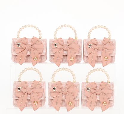 Lage Fabric Bow Tweed H Kids Purse（6PCS）
