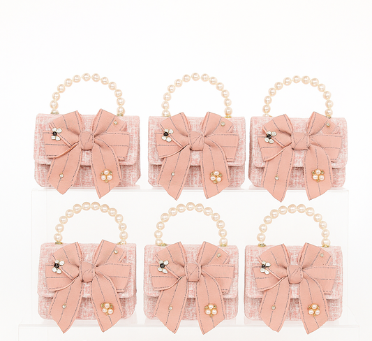 Lage Fabric Bow Tweed H Kids Purse（6PCS）