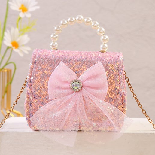 Mesh Bow Glitter O Purse