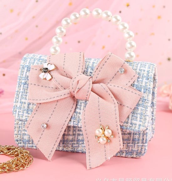 Lage Fabric Bow Tweed H Purse