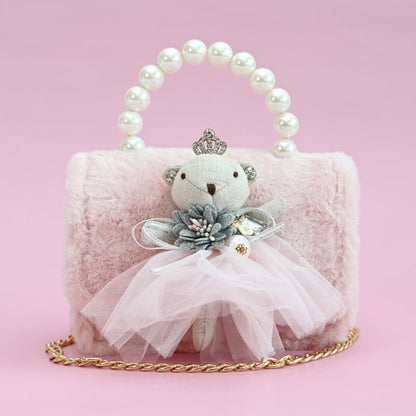 Princess Bear H Furry Kids Purse