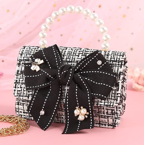 Lage Fabric Bow Tweed H Purse