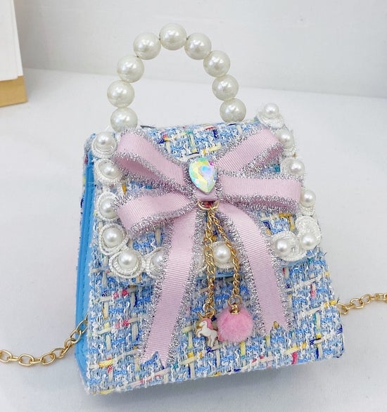 Silver Bow Tweed T Purse